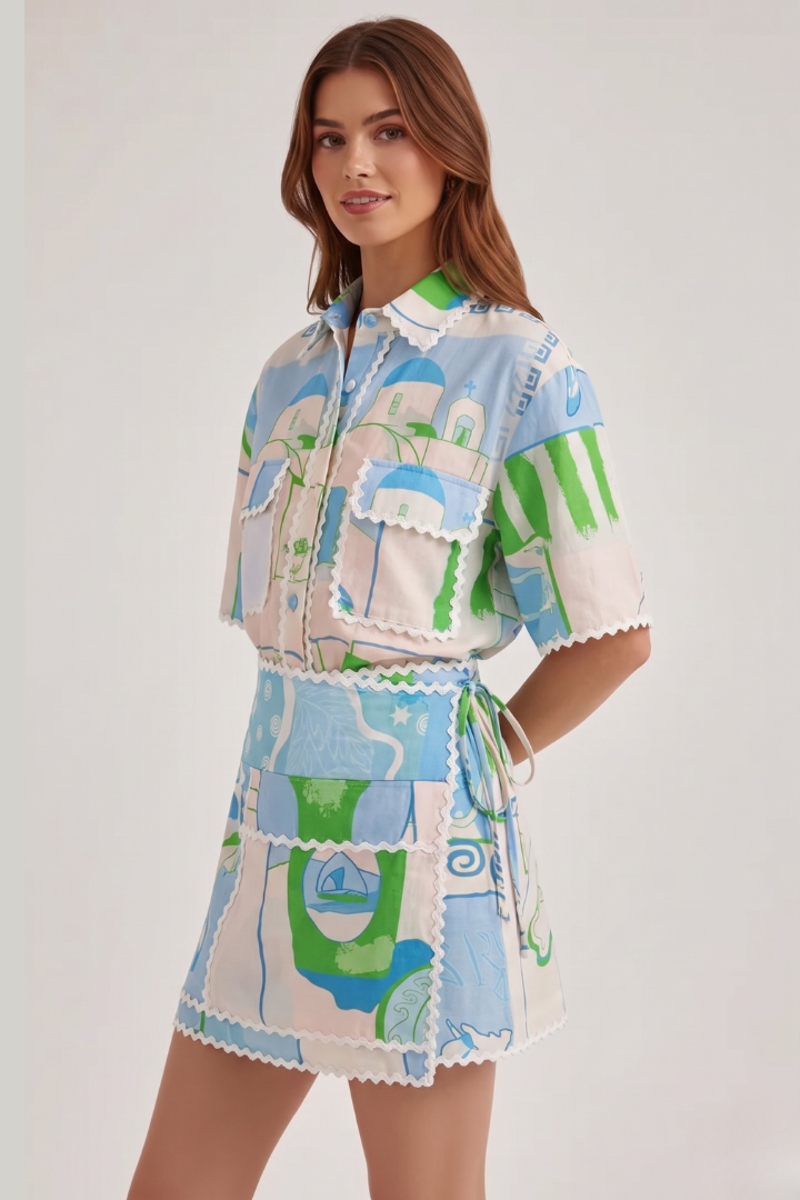 Harper | Women’s Patchwork Two Piece Set Shorts