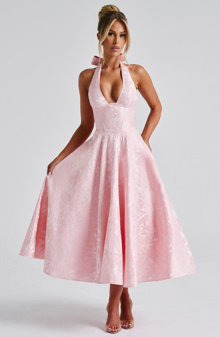 Kimberly | Women’s Wedding Gues Dress Halter Midi Dress